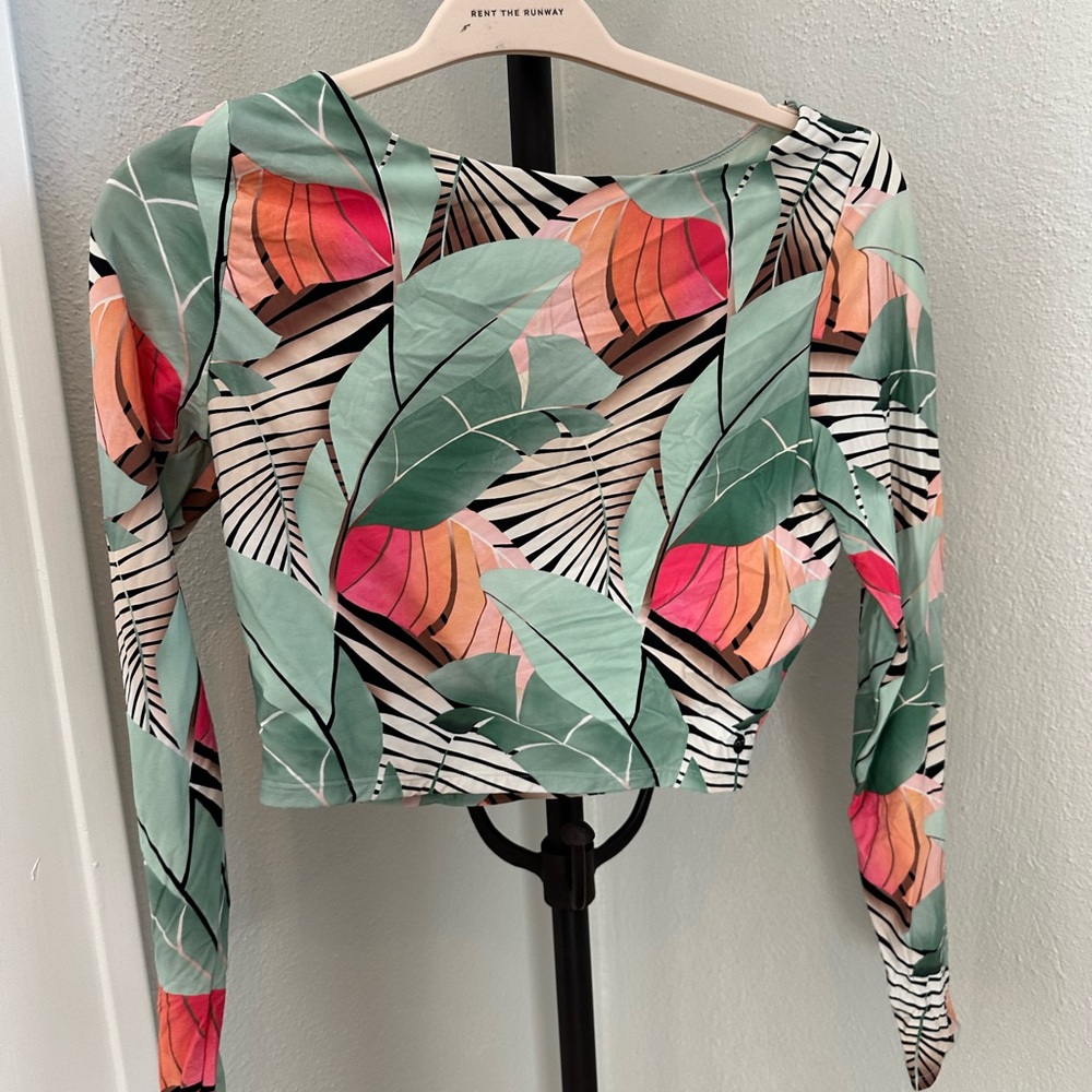 CALIA by Carrie Underwood Leaf Print Blouse - Green, Pink, Black